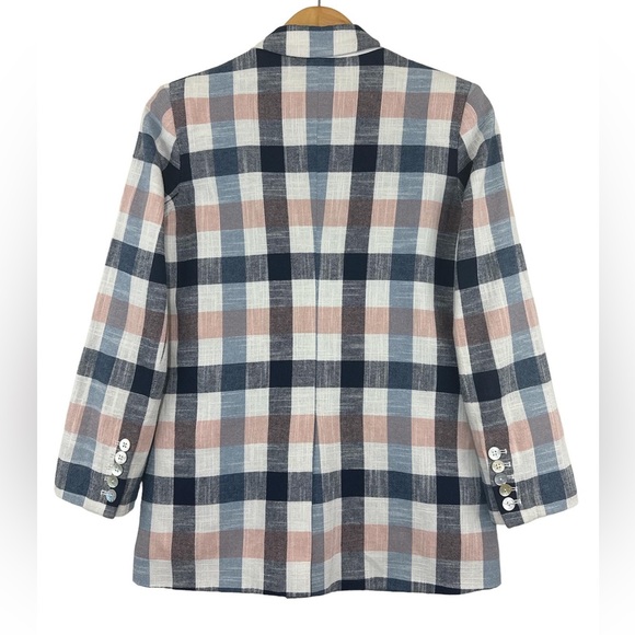 Veronica Beard Upcollar Schoolboy Dickey Blazer Blue Pink Gingham Plaid Size 2 - Picture 5 of 15